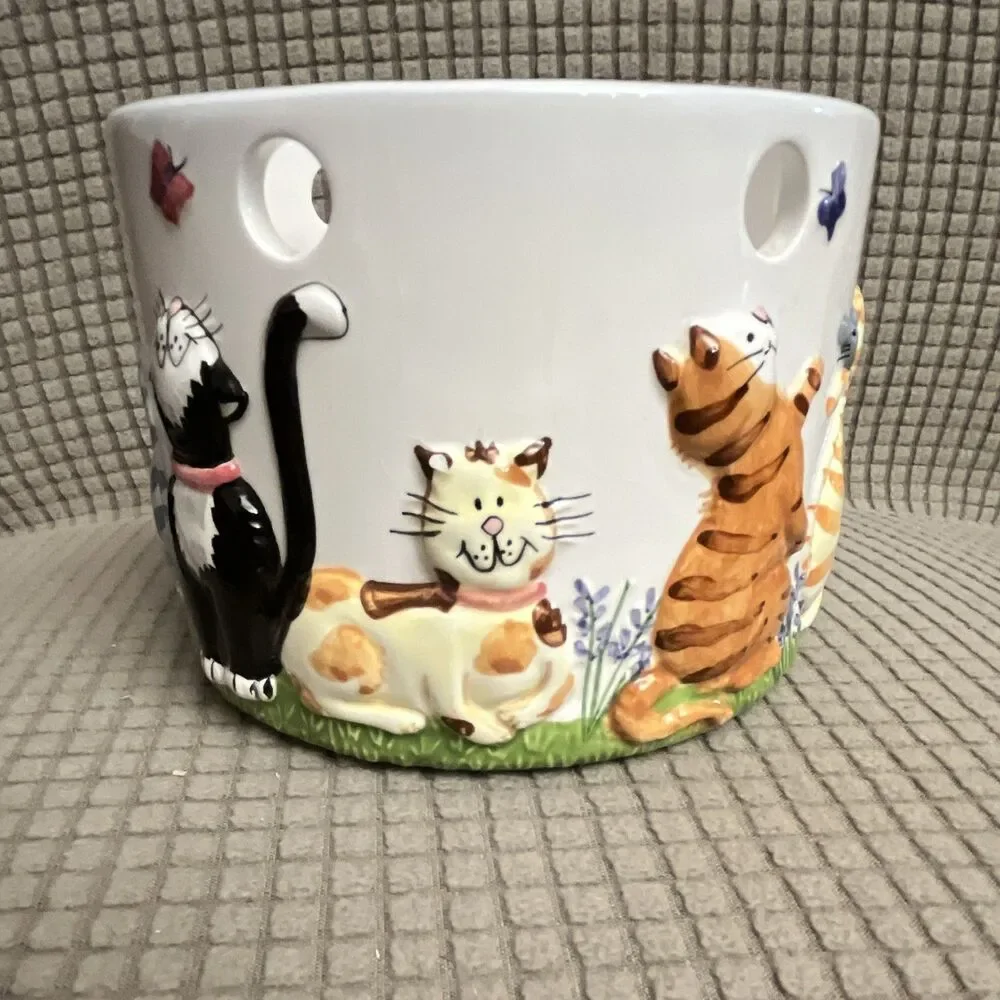 WAXCESSORIES Medium Jar Candle  Ceramic 3D Cat Tales Kitty Holder Vintage Y2K
